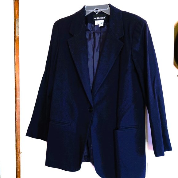 Vintage Sag Harbor Dark Navy Wool Blazer Size 10 - Picture 1 of 4